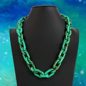 Turquoise Marbled PVC Anchor Link Statement Necklace